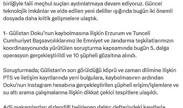 Gülistan Doku soruşturmasında 5'inci dalga operasyon: 10 gözaltı