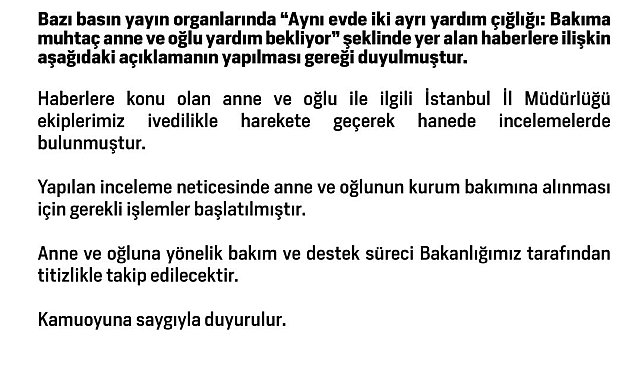 Haberlere konu olan anne ve oğlu ile ilgili İstanbul İl Müdürlüğü ekipleri harekete geçti