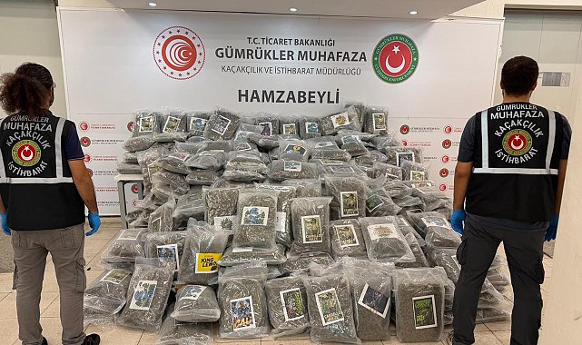 Hamzabeyli Sınır Kapısı'nda 287 kilo 910 gram esrar ele geçirildi