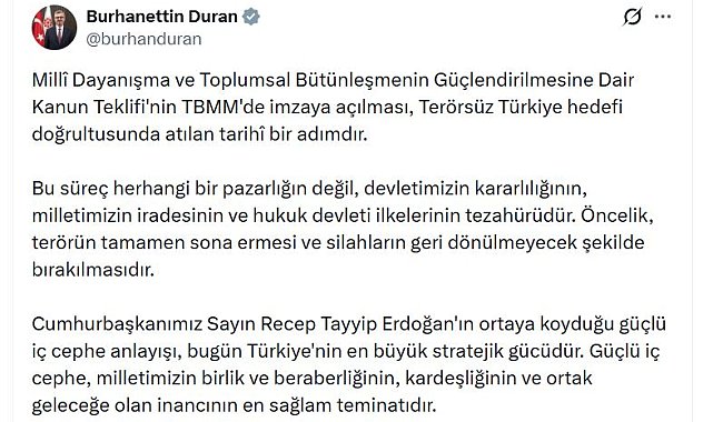 İletişim Başkanı Duran: Öncelik, terörün tamamen sona ermesidir