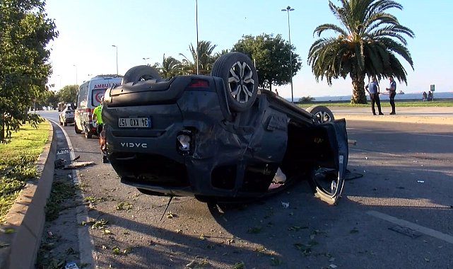 Kartal'da otomobil refüjdeki ağaca çarpıp takla attı: 1 yaralı
