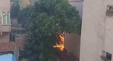 Küçükçekmece'de 4 katlı binada çıkan yangın söndürüldü