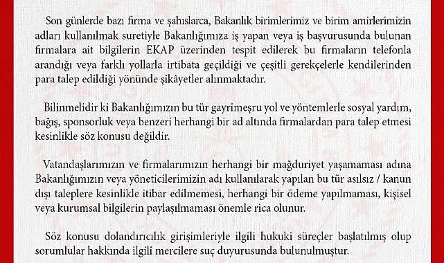 MEB: Bakanlığımızın sosyal yardım veya bağış adı altında firmalardan para talep etmesi söz konusu değildir