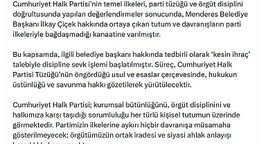 Menderes Belediye Başkanı Çiçek, CHP'den kesin ihraç talebiyle disipline sevk edildi