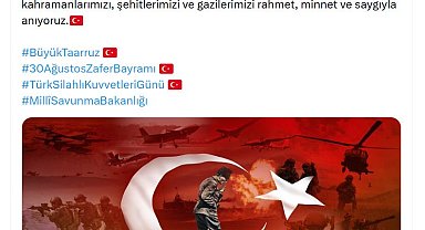 MSB'den '30 Ağustos Zafer Bayramı' paylaşımı