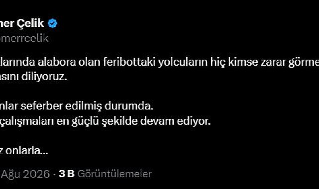 Ömer Çelik: Girne'de kurtarma çalışmaları en güçlü şekilde devam ediyor