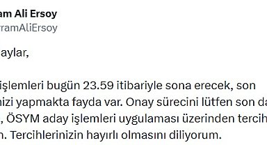 ÖSYM Başkanı Ersoy'dan YKS adaylarına 'tercih' uyarısı