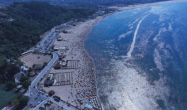 Şile'de plajlar doldu taştı Havadan görüntüyle