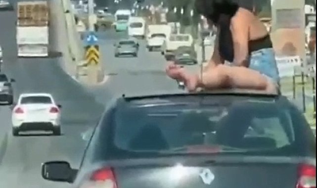 Trafiği tehlikeye düşürün otomobil sürücüsü ile yolcu gözaltına alındı