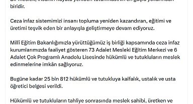 25 bin 812 hükümlü ve tutukluya kalfalık, ustalık ve usta öğretici belgesi verildi
