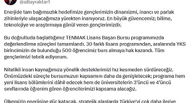 'TENMAK Yurt İçi Lisans Başarı Bursu' hak sahipleri belirlendi