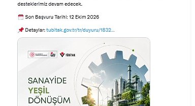 'TÜBİTAK Sanayide Yeşil Dönüşüm 2026 Yılı 2'nci Çağrısı'nın başvuruları açıldı
