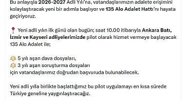 Bakan Gürlek: 135 Alo Adalet Hattı'nı hayata geçiriyoruz