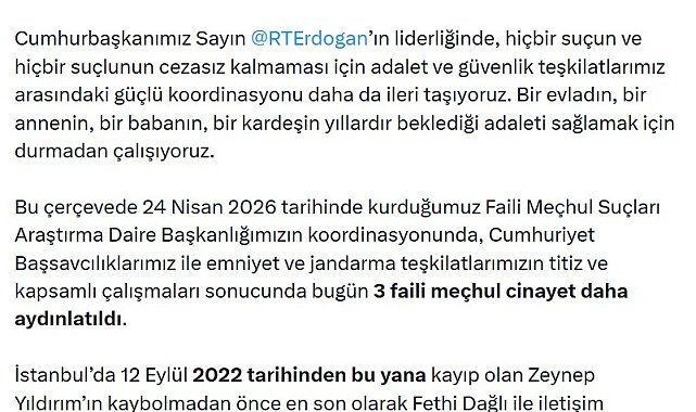Bakan Gürlek: 3 faili meçhul cinayet daha aydınlatıldı