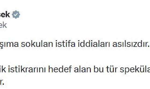 Bakanı Şimşek: İstifa iddiaları asılsızdır