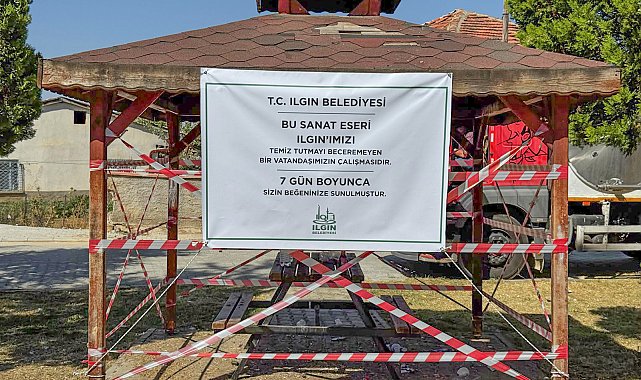 Belediye kirli bırakılan kameriyeyi 7 gün süreyle kullanıma kapattı