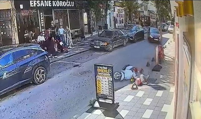 Beton dubaya çarpan motosikletin sürücüsü yaralandı; kaza kamerada