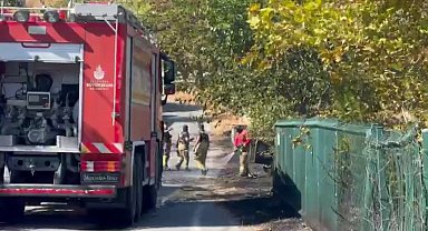 Beylikdüzü'nde otluk alanda çıkan yangın minibüse sıçradı