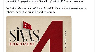 Cevdet Yılmaz'dan 'Sivas Kongresi'nin yıl dönümü paylaşımı