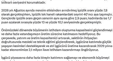 Cumhurbaşkanı Yardımcısı Yılmaz: İş gücü piyasamız istikrarlı seviyesini korumaktadır