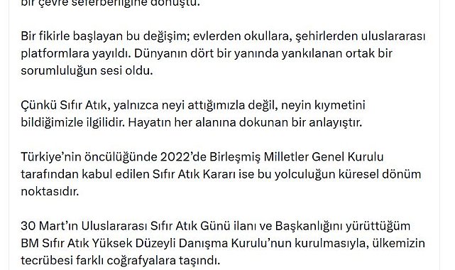 Emine Erdoğan'dan 'Sıfır Atık' paylaşımı