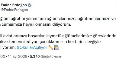Emine Erdoğan'dan yeni eğitim öğretim yılı mesajı