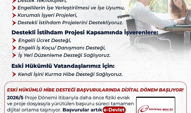 Engelli ve eski hükümlülere hibe desteği 5'inci dönem başvuruları başladı