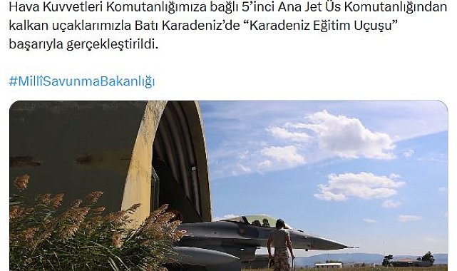 Hava Kuvvetleri'nden Batı Karadeniz'de eğitim uçuşu