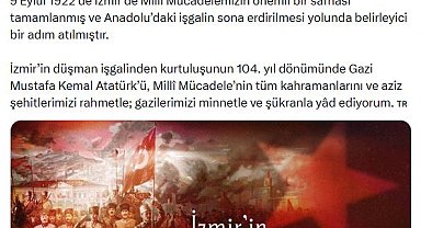İletişim Başkanı Duran'dan 'İzmir'in kurtuluş yıl dönümü' mesajı