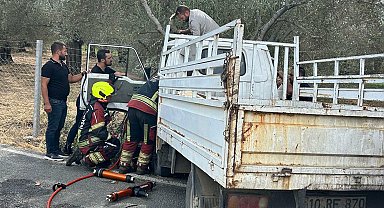 Kamyonete giren eşek arısı, kazaya neden oldu: 2 yaralı
