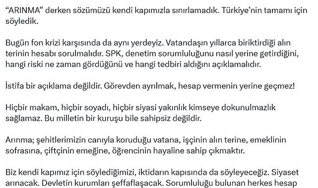 Kılıçdaroğlu: Vatandaşın yıllarca biriktirdiği alın terinin hesabı sorulmalı
