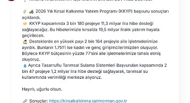 Kırsal kalkınmaya 12,5 milyar liralık hibe desteği