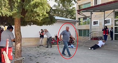 Mahalle muhtarı hastane önündeki tatbikatı gerçek sandı; o anlar görüntülendi