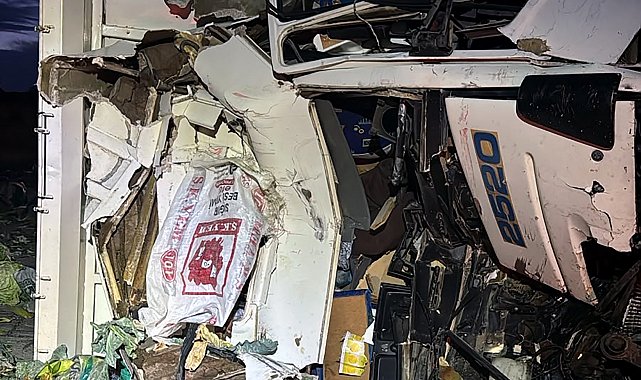 Mersin'de TIR'a çarpan sebze yüklü kamyonun şoförü öldü