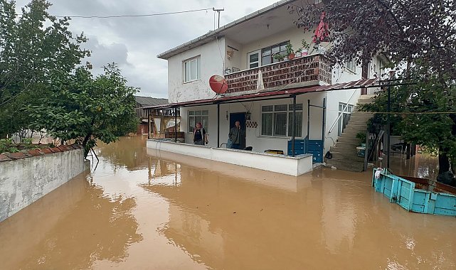 Sakarya Karasu'da dere taştı; su baskınları yaşandı