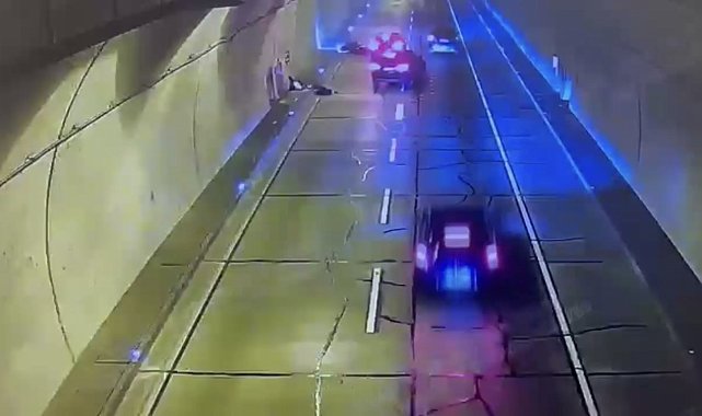 Sarıyer'de tünelde motosiklet sürücüsünün öldüğü kaza kamerada