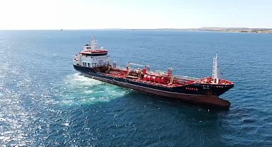 Silivri açıklarında kazaya karışan ALSU isimli gemi havadan görüntülendi