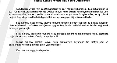 SPK, fonların tasfiyesinde süreyi 6 aya çıkardı