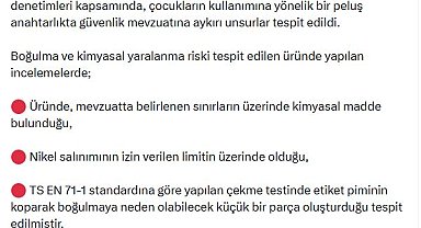 Ticaret Bakanlığından çocuklar açısından risk taşıdığı tespit edilen anahtarlık için toplatma kararı