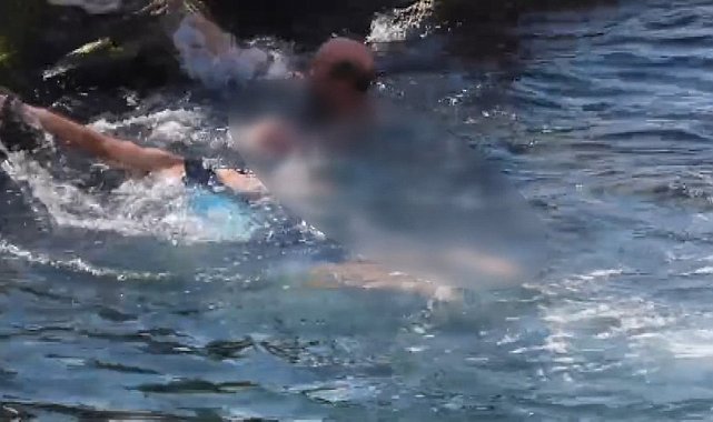 Üsküdar'da zıpkınla balık avlayan kişi boğulma tehlikesi geçirdi
