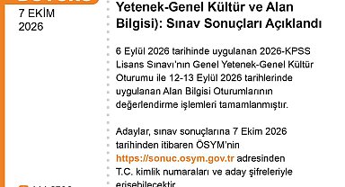 2026-KPSS Lisans sonuçları açıklandı
