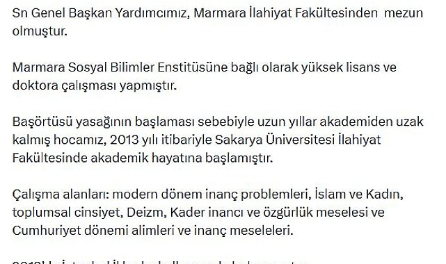 AK Parti Sosyal Politikalardan Sorumlu Genel Başkan Yardımcılığına Terzioğlu atandı