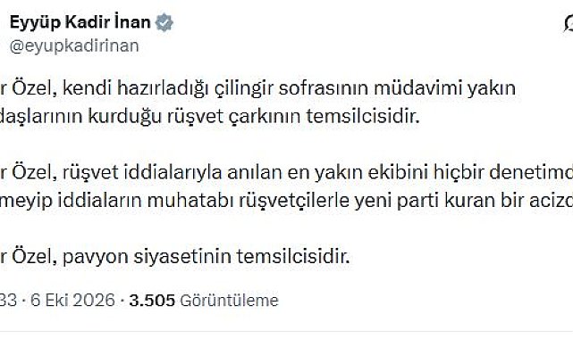 AK Parti'li İnan: Özgür Özel, rüşvetçilerle yeni parti kuran bir acizdir