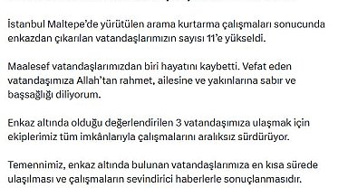 Bakan Çiftçi: Enkazdan çıkarılanların sayısı 11'e yükseldi