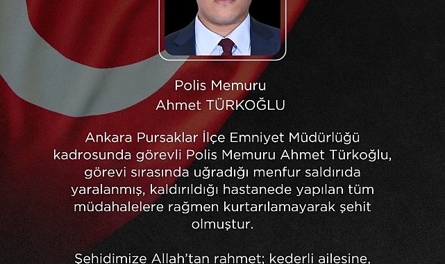 Bakan Çiftçi'den, şehit polis memuru için taziye mesajı