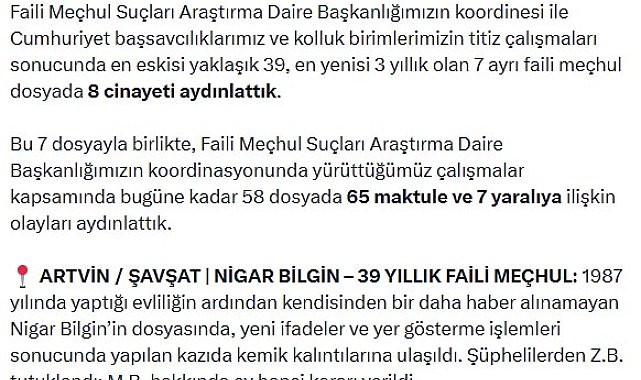 Bakan Gürlek: 8 faili meçhul cinayeti aydınlattık