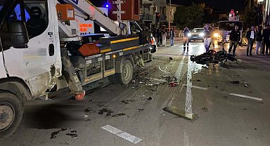 Bursa'da motosiklet ile sepetli vinç çarpıştı: 1 ölü, 1 ağır yaralı