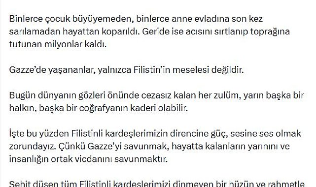 Emine Erdoğan: Gazze'de 3 yıldır bir halkın kökleri sökülmeye çalışılıyor