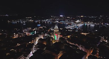 Galata Kulesi Filistin bayrağıyla ışıklandırıldı